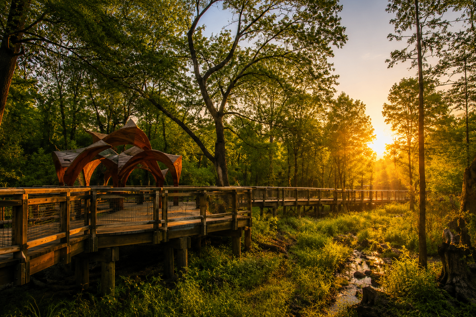 Golden hour woodland light